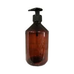 Amber Plastik Pompalı Şişe 250 ml Geniş Ağızlı 28 mm