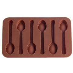 قالب سیلیکونی قاشقی صابون شکلاتی با سنگ معطر قالب اپوکسی 6 سوراخ