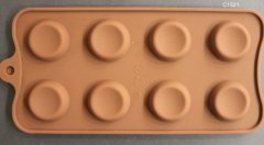 Silikon Yuvarlak Ortası Çukur Çikolata Kalıbı (1321) - 8 Delikli