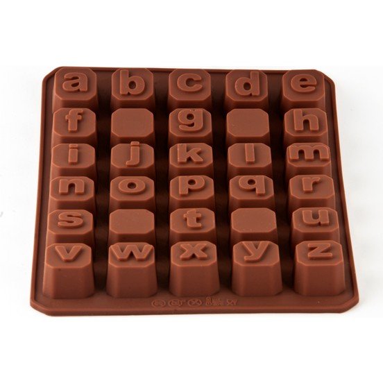 Küçük Alfabe Silikon Kalıp Çikolata Sabun Kokulu Taş Mum Epoksi Kalıbı 30 Delikli