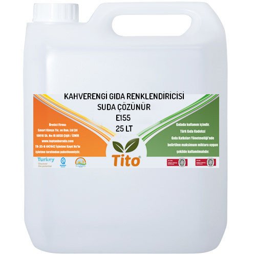 Kahverengi Gıda Renklendiricisi Sıvı Suda Çözünür E155 25 litre