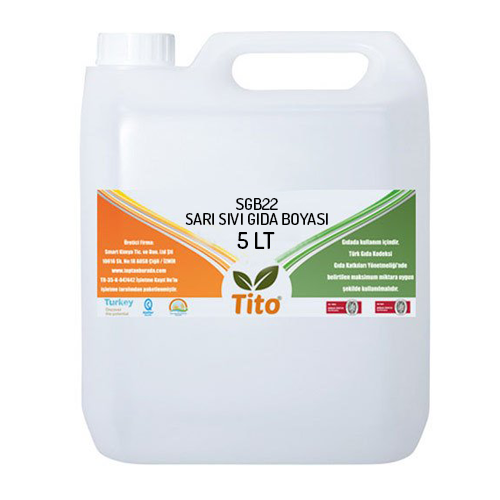 Sarı Gıda Renklendiricisi Sıvı Suda Çözünür E102 5 litre
