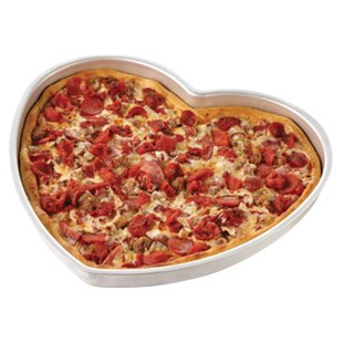 Kalp Şekilli Delikli Alüminyum El Yapımı Pizza Tepsisi