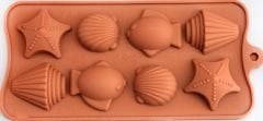 Deniz Canlıları Silikon Kalıp Çikolata Sabun Kokulu Taş Mum Epoksi Kalıbı 8 Delikli