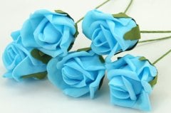 Mavi Lateks Büyük Gül (Gelin Çiçeği için) - 6 Adet