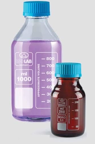 Botella de Cristal Transparente Boro. 3.3 Esterilizable en autoclave 250 ml