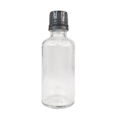 Прозрачна стъклена бутилка 50 ml със заключен капак 18 mm 528 бр