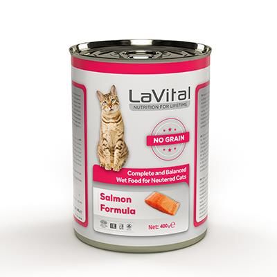 Lavital Sterilised Somonlu Tahılsız Kısırlaştırılmış Kedi Konservesi Ezme 400gr 12 li