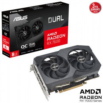 Taksitli ASUS DUAL-RX7600-O8G-V2 8GB GDDR6 HDMI DP 128BIT bayi satışı