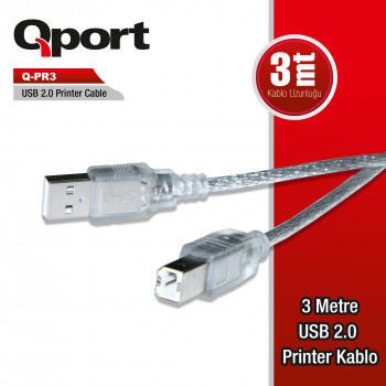 En ucuz QPORTQ-PR3 USB 2.0 3 METRE PRİNTER KABLOSU toptan satış