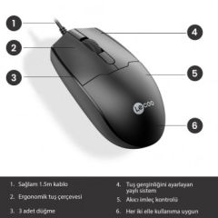 LENOVO LECOO MS101 SİYAH USB KABLOLU MOUSE