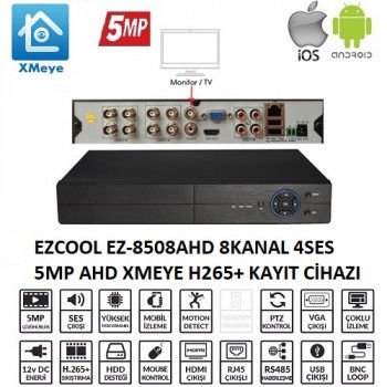 En ucuz EZCOOL EZ-8508AHD 8KANAL 4SES 5MP 1HDD XMEYE XVR kurumsal satış