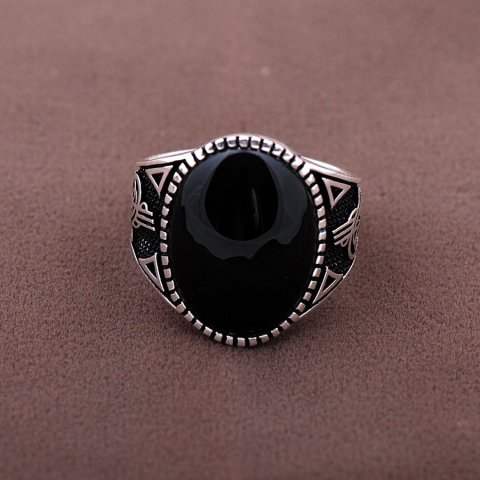 Onix Taşlı Tasarım Gümüş Erkek Yüzüğü 997