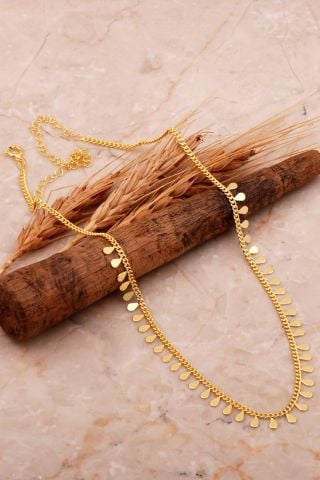 Damla Pullu Altın Kaplama Choker Gümüş Kolye 7976