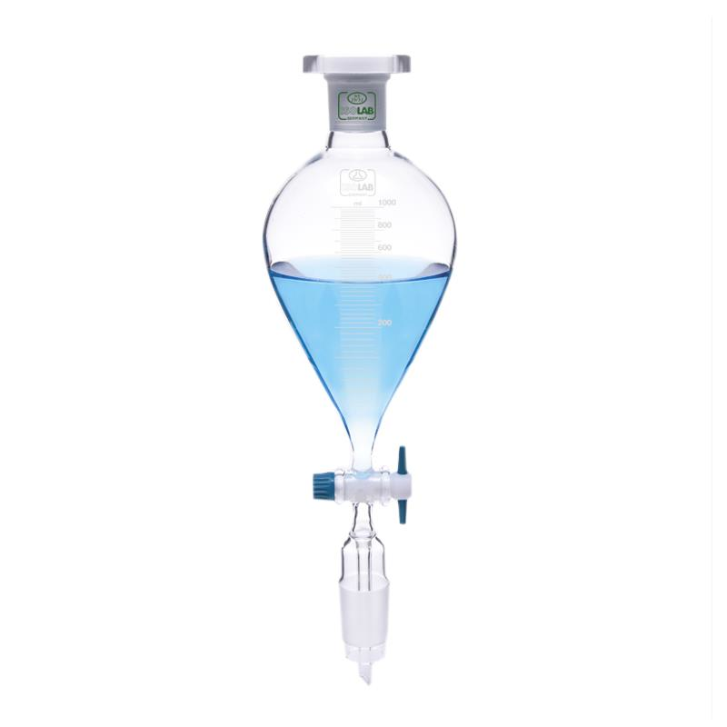 ISOLAB Damlatma Hunisi - Cam - Armudi - Dereceli - PTFE Musluklu - D: NS 19/26, E: 29/32 - 100 mL