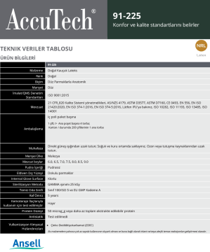 Ansell AccuTech® 91-225 Latex Laboratuvar Eldiveni  No: 6.5 - (1 Çift)