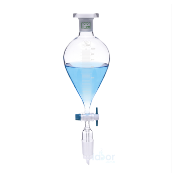 ISOLAB Damlatma Hunisi - Cam - Armudi - Dereceli - PTFE Musluklu - D: NS 29/32, E: 29/32 - 1000 mL