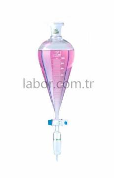 ISOLAB Damlatma Hunisi - Cam - Armudi - Dereceli - PTFE Musluklu - D: NS 29/32, E: 29/32 - 1000 mL