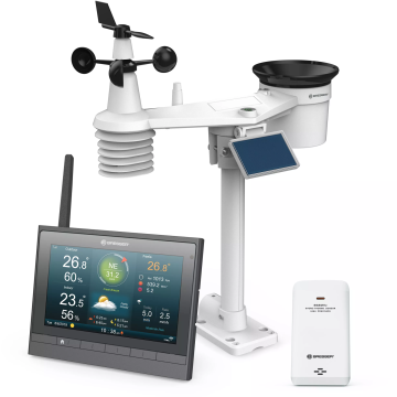 BRESSER 7'si 1 arada MeteoChamp HD WIFI Hava İstasyonu Sıcaklık, Nem, Rüzgar Hızı ve Yönü, Yağış Miktarı, UV Düzeyi, Işık Yoğunluğu Ölçümü