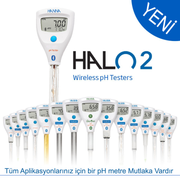 Hanna HI9810412 HALO2  Bluetooth pH Metre Cam Elektrodlu  0.00... 12.00 pH