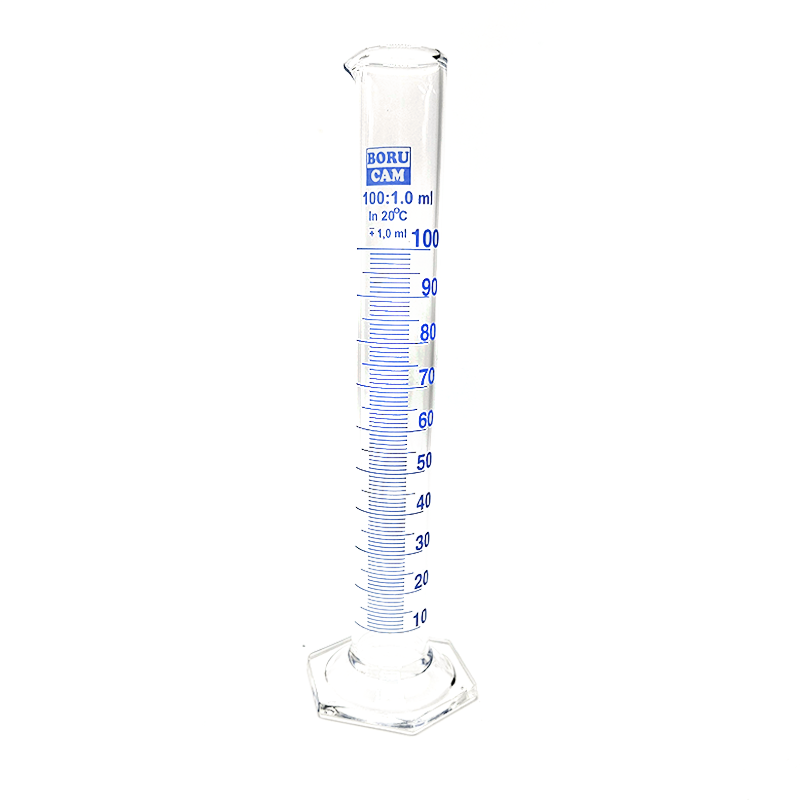Borucam Uzun Form Cam Mezür Altıgen Tabanlı 100 ml - 1 Adet