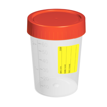 Fıratmed Polipropilen Steril İdrar Numune Kabı  / 60 mL / Yazılabilir özel alan / Özel dizayn / Üç çevrimli özel kapak / 300 Adet / Koli