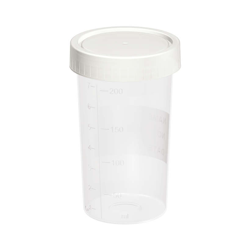 Fıratmed İdrar Kabı 200 mL hacimli / Yazılabilir özel alan / Özel dizayn / Üç çevrimli özel kapak / Steril Olmayan / 200 Adet / Koli