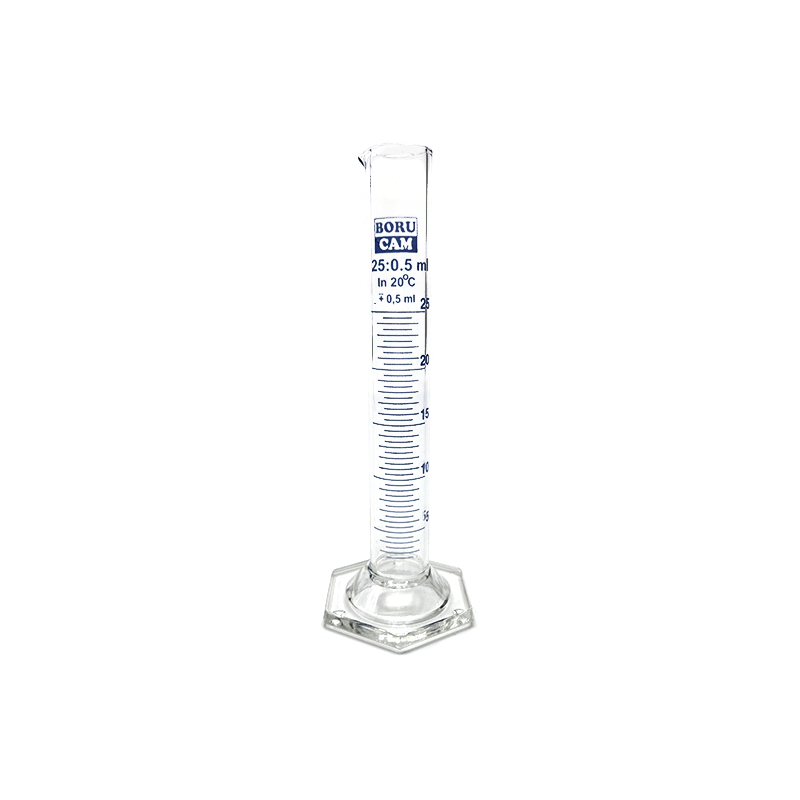 Borucam Uzun Form Cam Mezür Altıgen Tabanlı 25 ml - 1 Adet