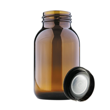 ISOLAB Şişe - Geniş Boyunlu - Nötr Cam - Amber - 100 ml - GL40  / 1 Adet