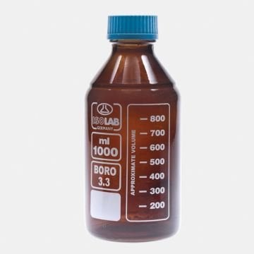 ISOLAB Şişe - Borosilikat Cam - Amber - Vidalı Kapaklı - 1000 ml