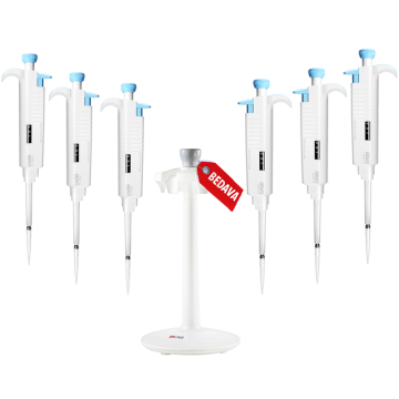DLAB MicroPette Plus SET4 6 Adet Otomatik Pipet ve 6'lı Stand Komple  0.5-10, 10-100, 100-1000 μl, 2-20, 20-200, 100-1000 μl,  Pipet Uçları Dahildir