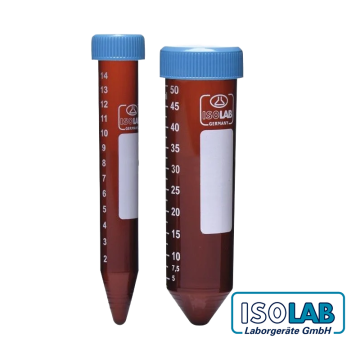 ISOLAB Santrifüj Tüpü - Amber - P.P - Vidalı Kapaklı - 15 ml - Steril - Aseptik - 50 Adet / Poşet