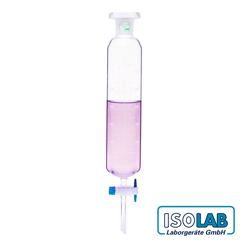 ISOLAB Ayırma Hunisi - Cam - Silindirik - Dereceli - PTFE Musluklu NS 19/26 - 50 mL