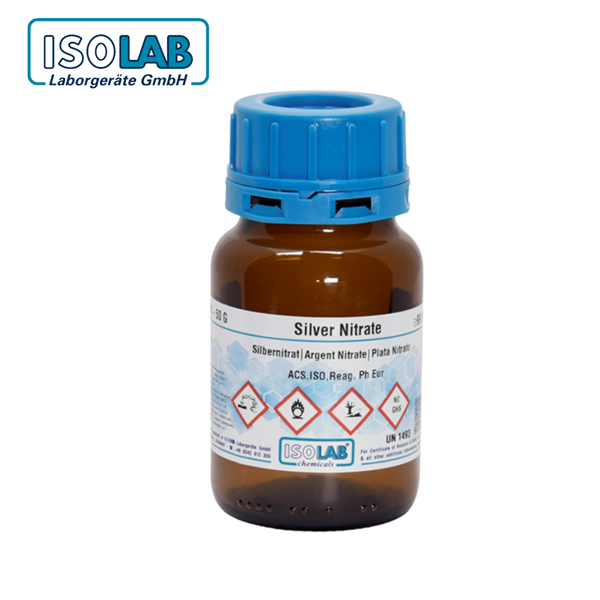 ISOLAB 968.046.0051 Silver nitrate for Analysis ACS, ISO, Reag. Ph. Eur CAS No.: 7761-88-8 50 gr