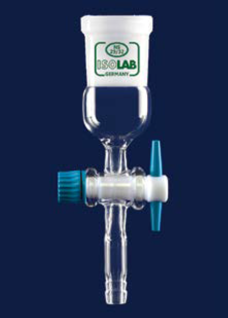 ISOLAB Adaptör - Düz - Musluklu - Çap 10 mm - Dişi Şilif : NS 29/32