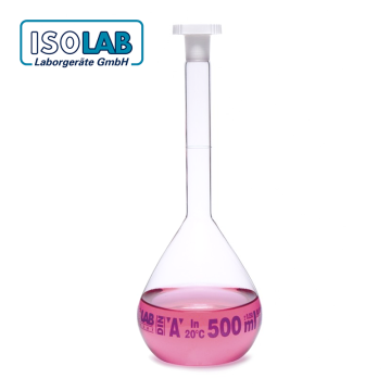ISOLAB Balon Joje - Standart - Şeffaf - A Kalite - Grup Sertifikalı - Mavi Skala - 500 ml - NS 19/26 - 1 Adet