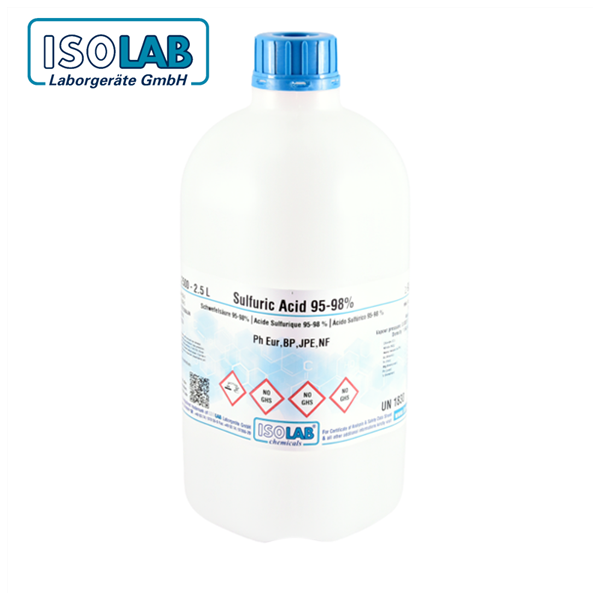 ISOLAB 970.023.2501 Sulfuric Acid 95-98 %  Ph. Eur , BP, JPE, NF CAS No.: 7664-93-9 2.5 L