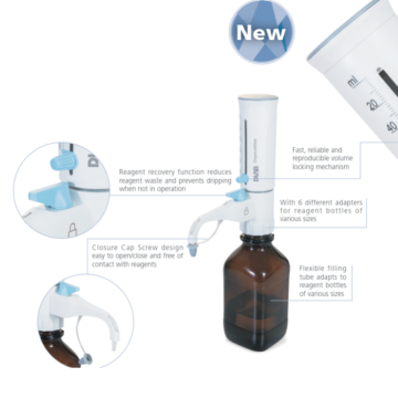 DLAB DispensMate-Pro Dispenser 2.5-25 mL Kimyasallara Karşı Dirençli Tamamı Otoklavlanabilir