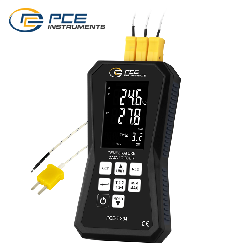 PCE T394 Termometre Data Logger -210... 1370 °C K ve J tipi Termokupl Yazılım Dahil