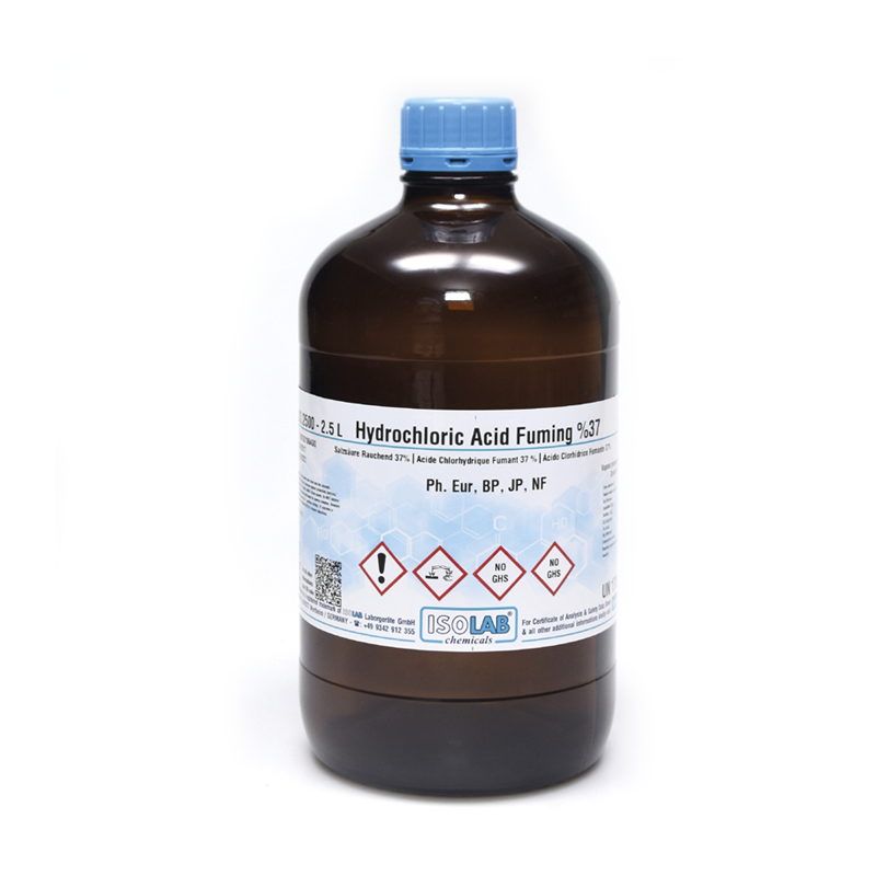 ISOLAB 932.103.2501 Hydrochloric acid fuming 37%, Ph Eur ,BP, JP, NF 2,5 L