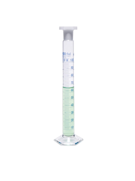 ISOLAB Mezür - Çalkalama - Hexagonal Cam Tabanlı - A Kalite - Grup Sertifikalı - Mavi Skala - 25 ml - (1 Adet)