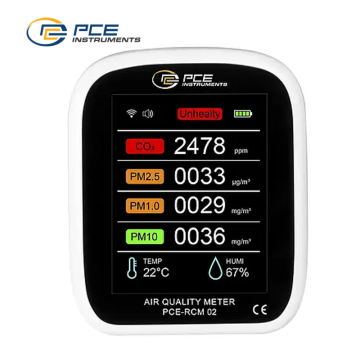 PCE RCM 02 Hava Kalitesi Ölçer CH2O,CO2, PM1, PM2.5, PM10, TVOC, Sıcaklık ve Nem Ölçümü