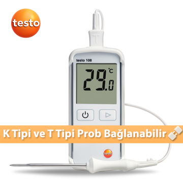 Testo 108 Saplama Tip Kablolu Termometre -50… +300 °C HACCP ve EN 13485 Uyumlu