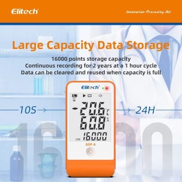 Elitech GSP-6 Çift Kablolu Sıcaklık ve Nem Veri Kaydedici Datalogger -40... +85 °C / 0%... 100% RH