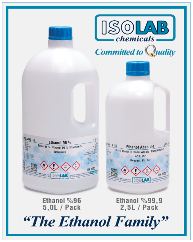 ISOLAB 920.026.2500 Ethanol Absolute ≥ 99.9% for Analysis ACS, ISO, Reagent, Ph. Eur CAS No.: 64-17-5 2.5 L