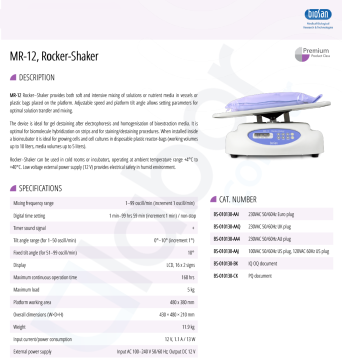 Biosan MR-12 Çalkalayıcı-Sallayıcı  1... 99 salınım/dakika / 5 kg