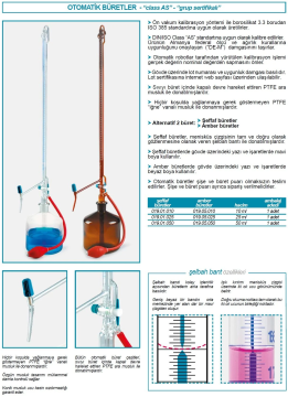 ISOLAB Büret - Otomatik - Şeffaf - PTFE Ara Musluklu - AS Kalite - Grup Sertifikalı - Şelbah Çizgili - Mavi Skala - 50 mL