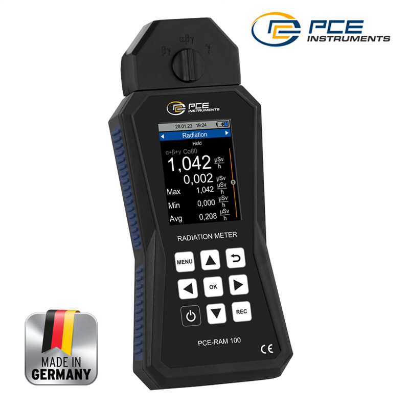 PCE RAM 100 α-, β-, γ-Radyasyonları için Radyasyon Ölçüm Cihazı 0... 1500 µSv/h / 0... 9999999 cpm / 0... 167000 cps