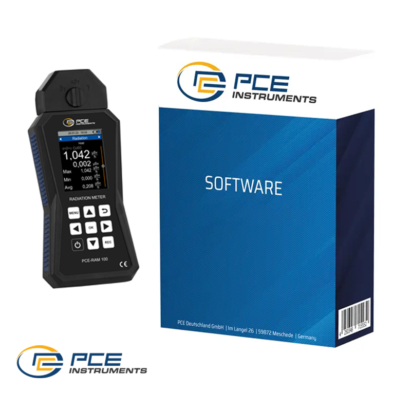 PCE RAM 100 α-, β-, γ-Radyasyonları için Radyasyon Ölçüm Cihazı ve PC Bilgisayar Analiz Yazılımı
