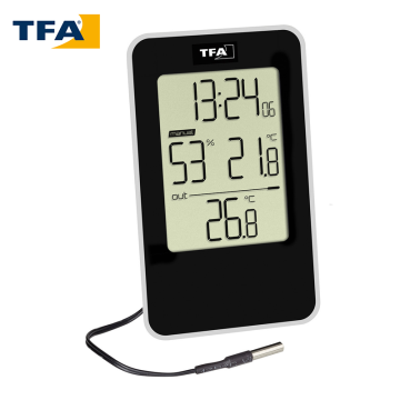 TFA 30.5048.01 Kablolu Dış Sıcaklık Sensörlü Sıcaklık ve Nem Ölçer -30... +60 °C | 0... +50°C / %20... 90 RH